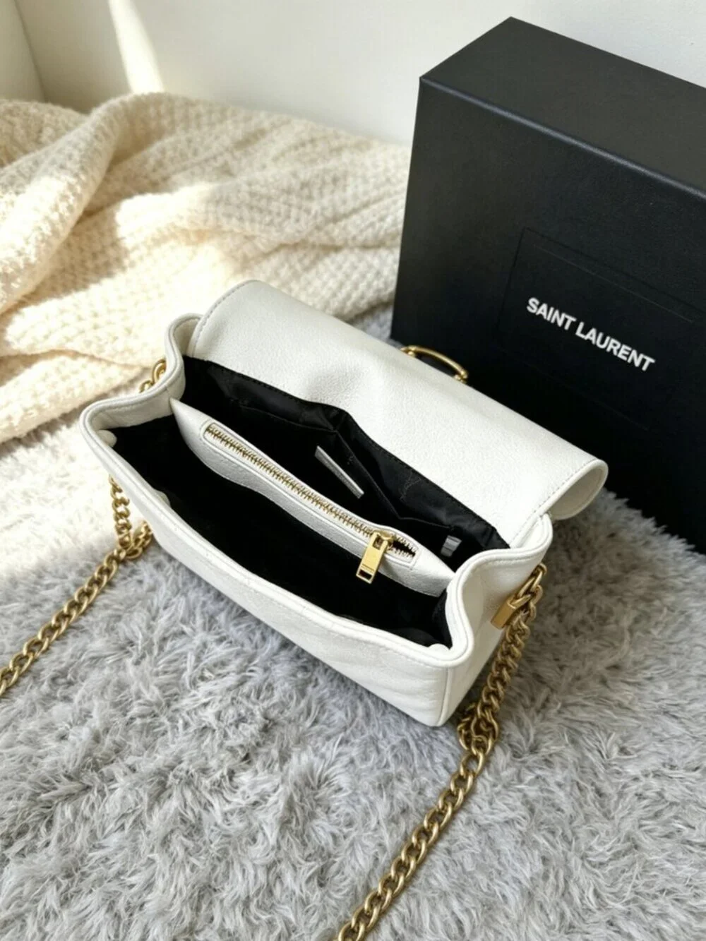 YSL Medium Bag in White